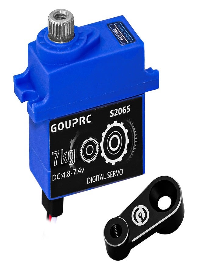 سيرفو GOUPRC 7KG الرقمي الصغير للتحكم عن بعد، سيرفو ذو تروس معدنية مع رأس سيرفو لسيارات TRX4 وTRX6 وSCX10 III 1/10 RC Crawler Car، قطع غيار للترقية (أسود، قطعة واحدة) - Image 1